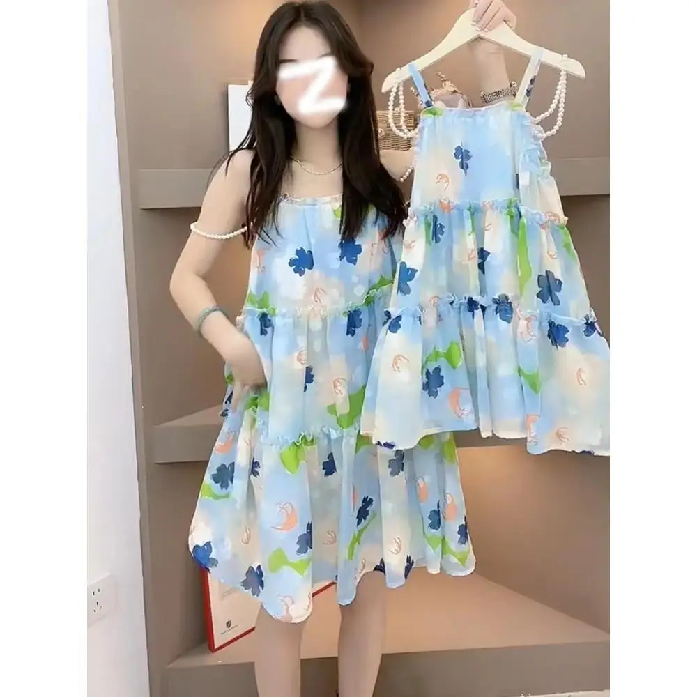 

Mommy Baby Girl Matching Summer Flower Dress Fashion Mother and Daughter Dresses 2023 New Mom and Me Same Cute Clothing