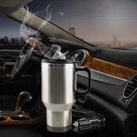 Tasse à café chauffante pour véhicule de 450ml, prise allume-cigare, tasse Thermos chauffante en acier inoxydable 12V pour la fabrication de thé et de café à l'eau chaude 1