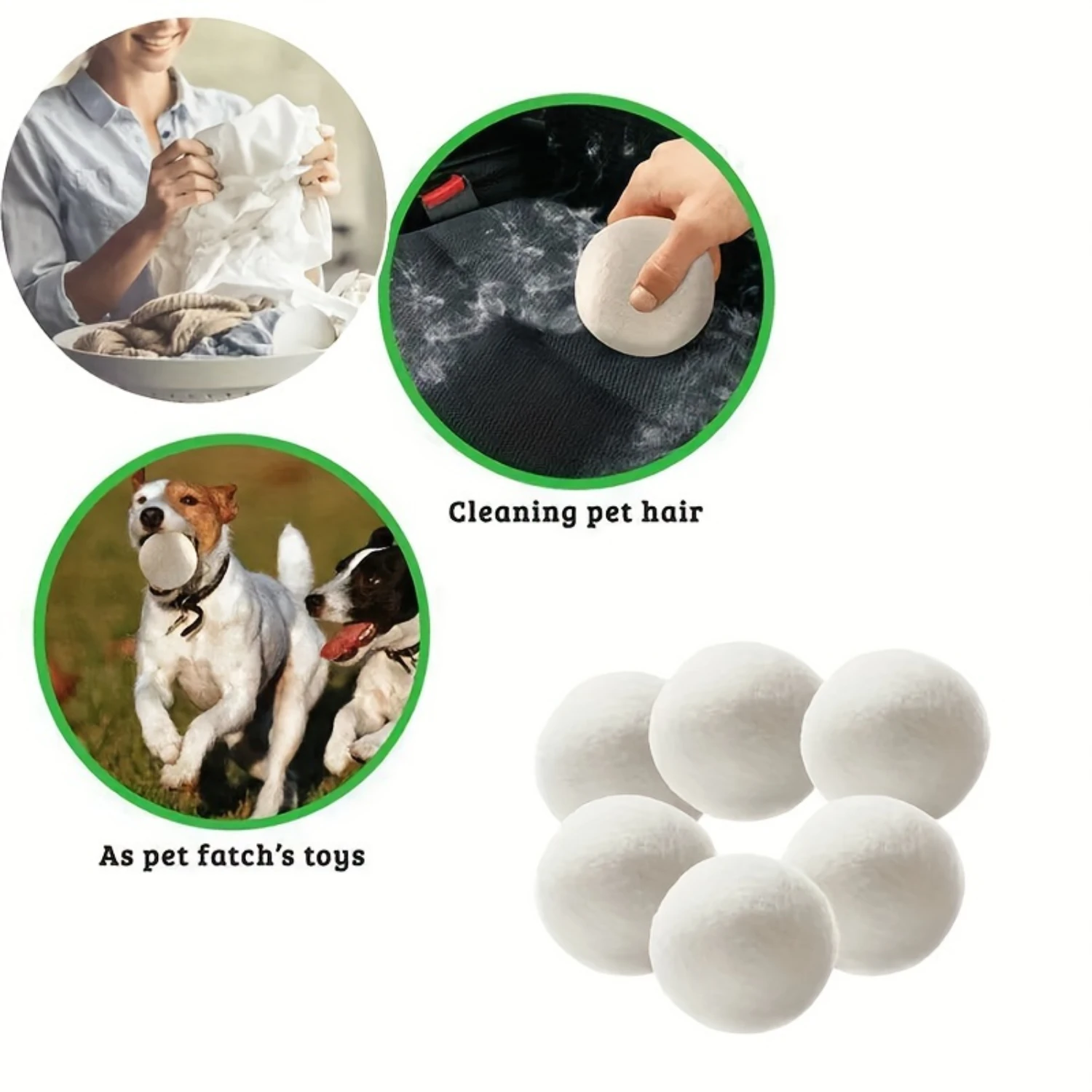 "Zero-Waste" 3-Piece Reusable Wool Laundry Dryer Balls-1.96" Soft Felt Fabric Balls For Clothes, Eco-Friendly Cleaning Supplie