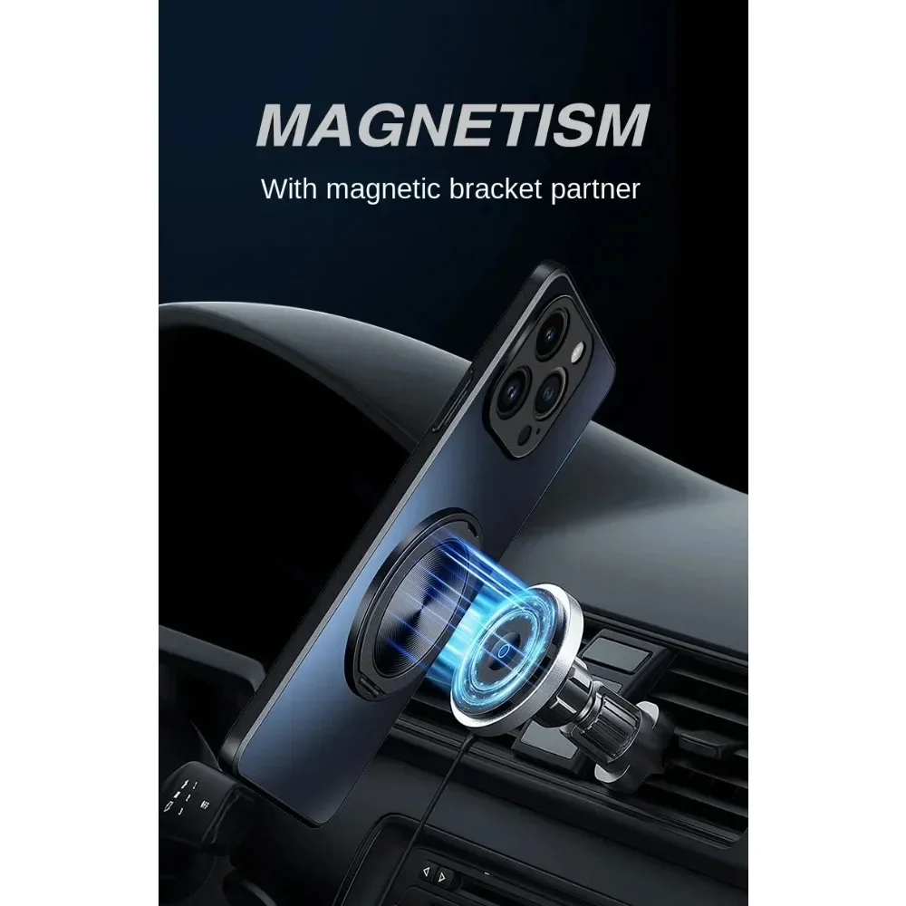 Magnetic Ring Bracket Case with 360° Rotating Stand - Hard Protective Silicone Cover