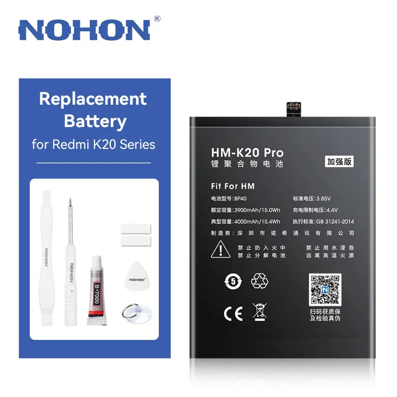 NOHON Replacement Battery for Redmi K20 K20Pro BP40 BP41 Battery for Xiaomi Redmi K20 Pro Mi9T Mi 9T Pro Bateria with Free Tools