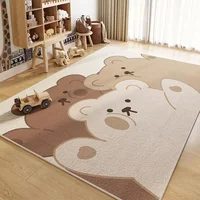 Cartoon Cute Beige Carpet for Living Room Bedroom Children's Room Crawling Mat Baby Game Blanket Washable Dirty Resistant Rugs 2