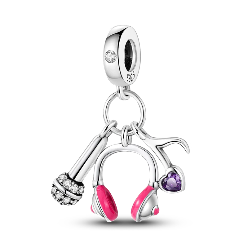 Sterling Silver Playful Charm Beads Bracelet Dangle DIY Jewelry