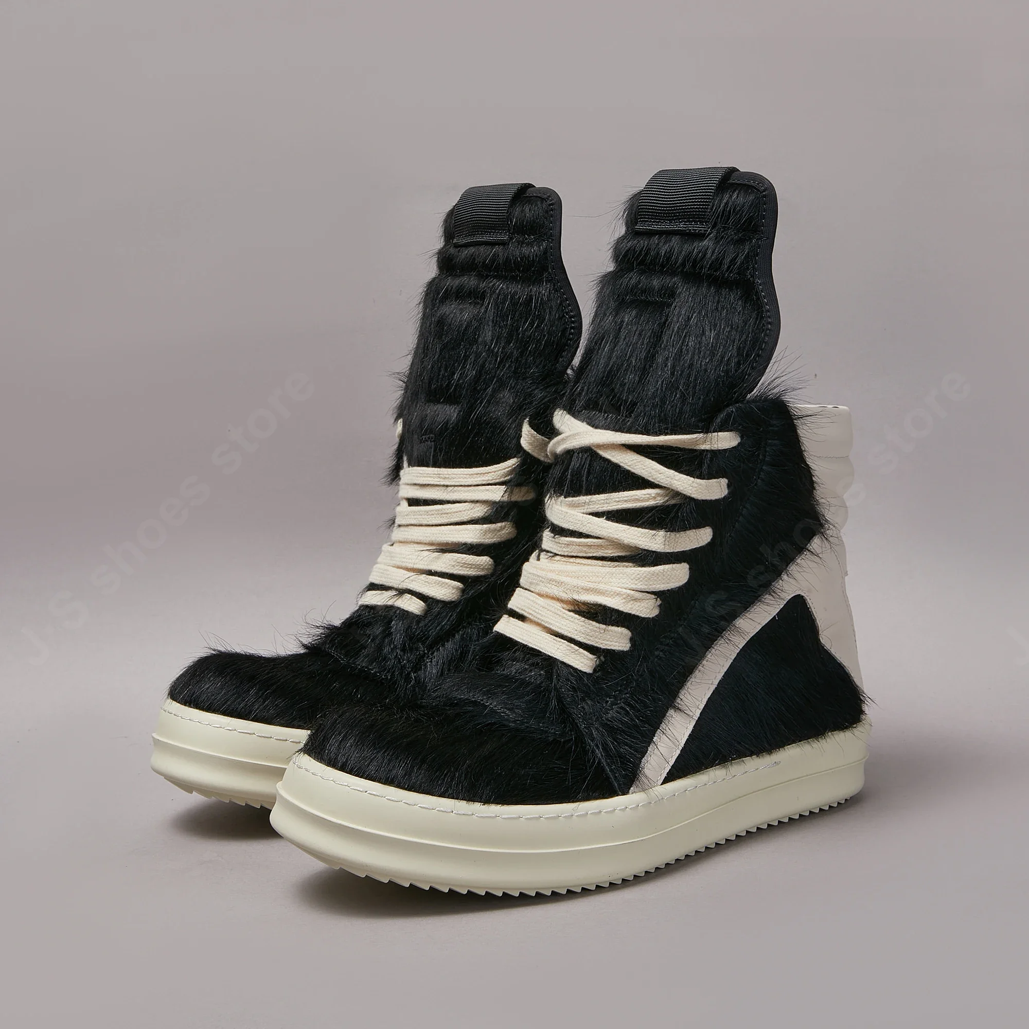 Ro Casual Shoes Men High Top Shoe Black Horse Hair Women Sneaker