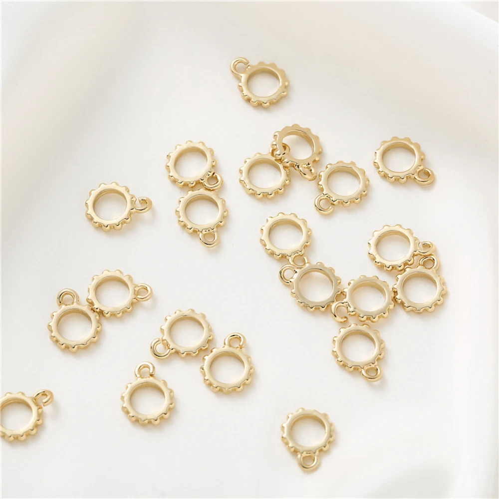 

20Pcs Brass Gold Plated Round Bail Charm Holder Spacer w Loop Bead Hangers Slider Bails For Diy Bracelet Necklace Jewelry Making