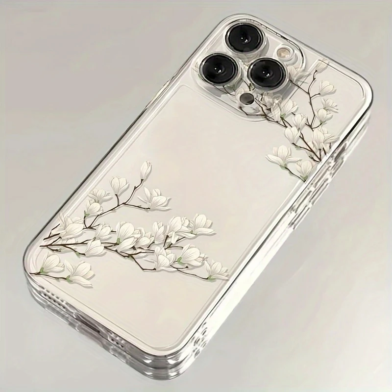 Green Floral Pattern Transparent Phone Case