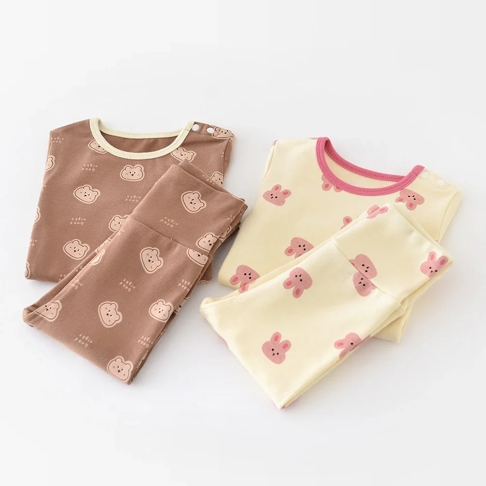 Baby Girls Bunny Print Pajama Suit Autumn Sleep Wear