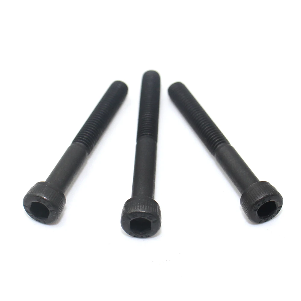 1/2/5pcs M3 M4 M5 M6 M8 M10 M12 Black Grade 12.9 Steel Lengthened Long Allen Hexagon Hex Socket Cap Head Screw Bolt Half Thread