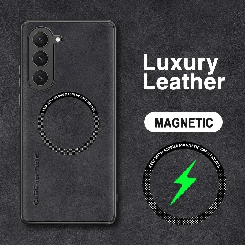 Magnetic Leather Luxury Shockproof Phone Case - Magsafe Wireless Charging Compatible