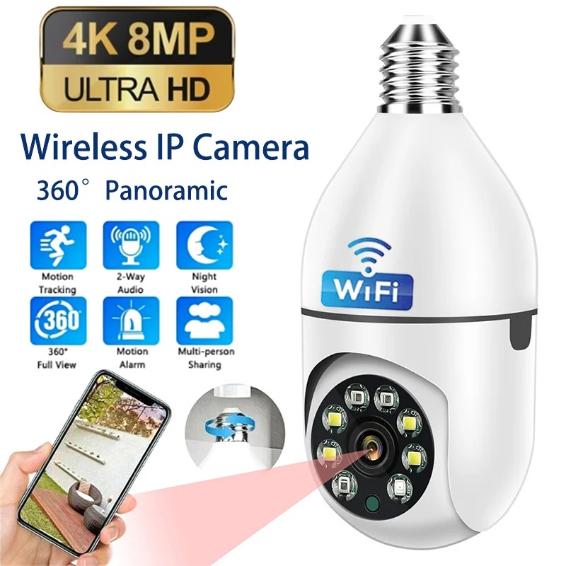 

8MP WiFi Wireless Baby Monitor Cameras Surveillance 4X Digital Camera AI Tracking Home Motion Tracking Supports AP Two-way Audio