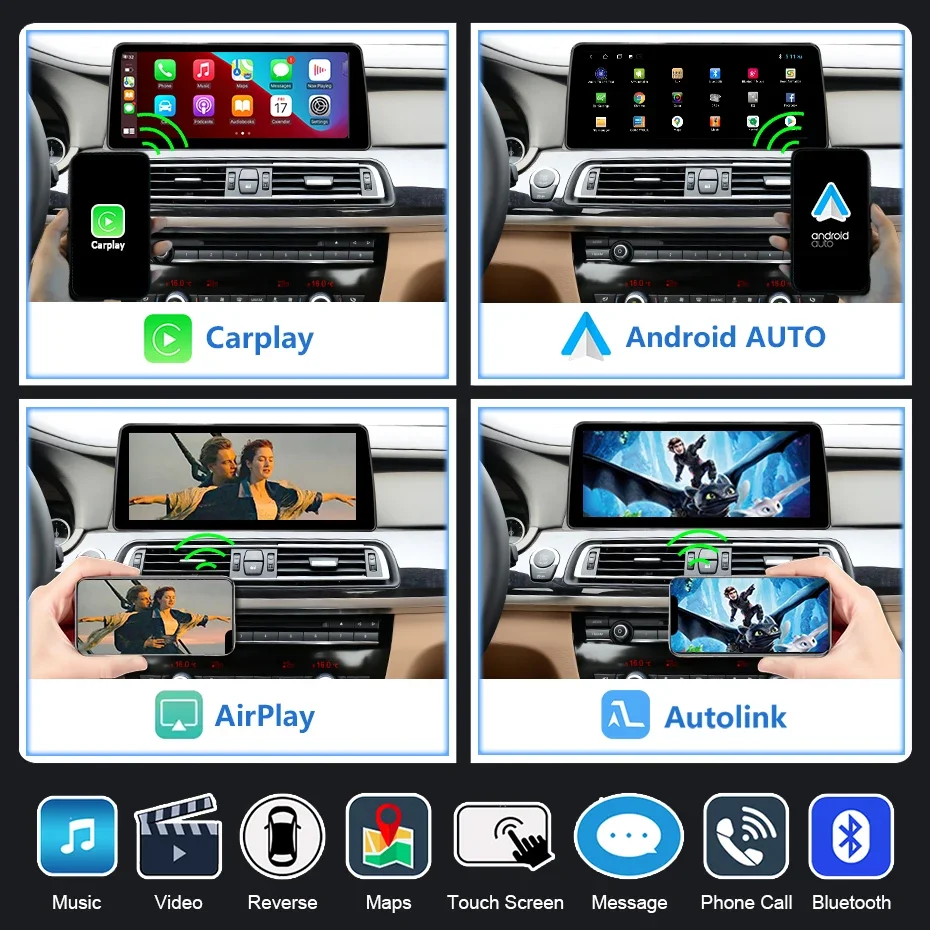 Pantalla Multimedia para coche Linux de 12,5 pulgadas, estéreo Android para coche, para BMW Serie 5 F07 GT 2011-2018 CIC NBT, navegación con enlace espejo 6