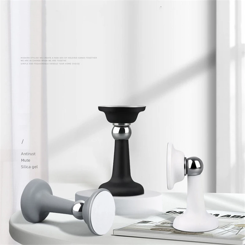 Stainless Steel Magnetic Door Gear Door Stopper Anti-collision Silicone Fixed Mute Touch Ground Suction