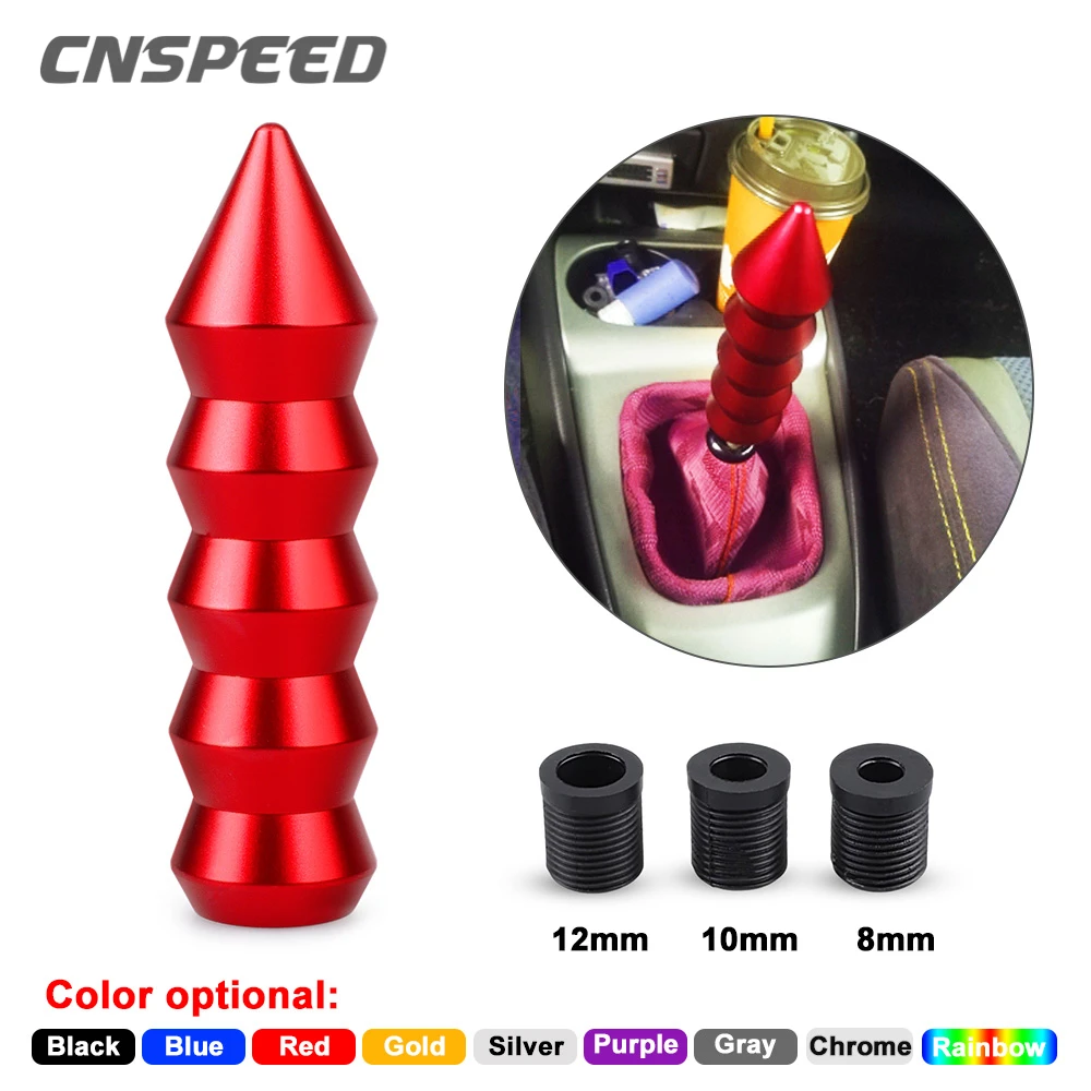 146mm Gear Shift Knob Universal Aluminum Pointed End Cone M12 M10 M8*1.