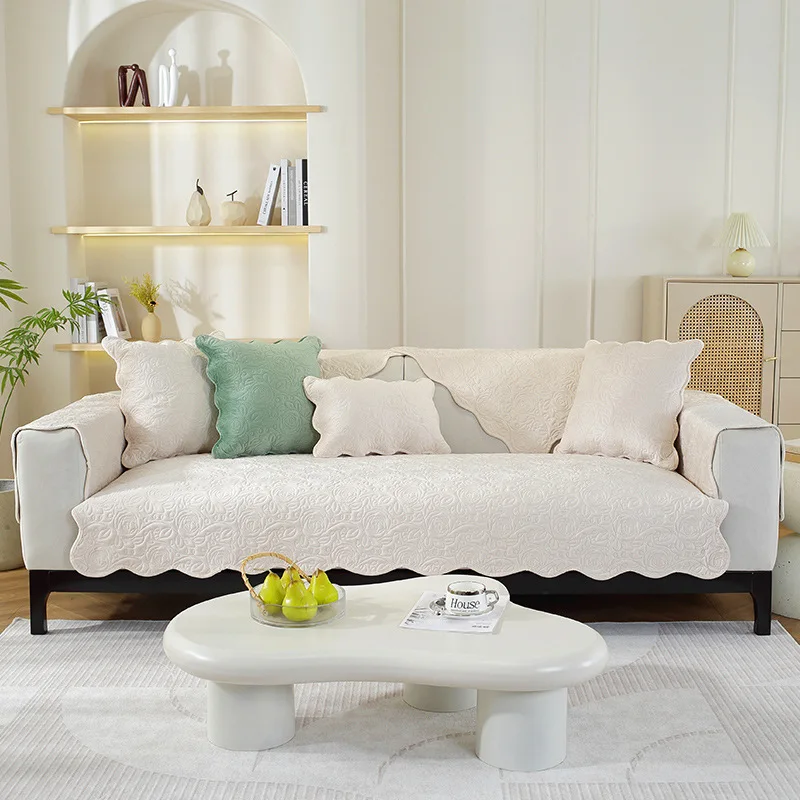 

Velvet I-shaped Sofa Cover Soft Durable Cushion Couch Cover Universal Skin-friendly Non-slip Chair Seat Slipcover Loveseat Mat