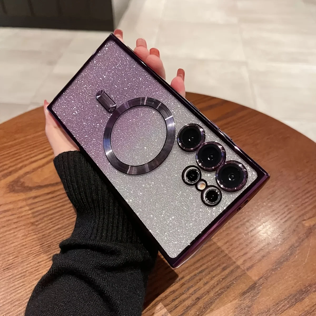 Luxury Gradient Glitter Magnetic Phone Case - Electroplated Transparent Soft Case
