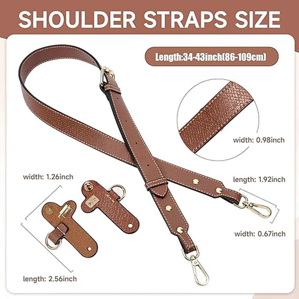 Elegant Leather Adjustable Crossbody Shoulder Strap in Terra Mocha