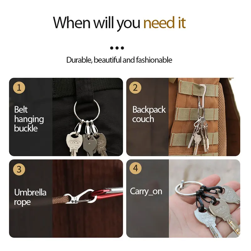 1~10PCS Lightweight Backpack Handy Carabiner Keychain Convenient Multi-use Edc Survival Equipment Camping Gear Snap Hook 2