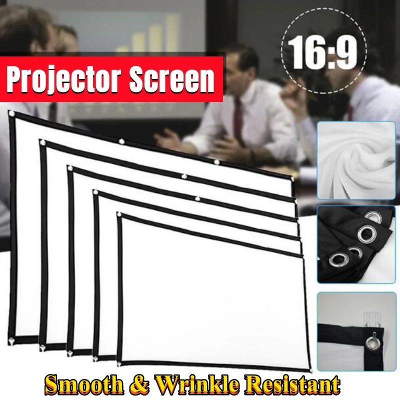 Portable HD Projector Screen for Travel and Home Theater - 16:9, 60-100 Inch, 180° Viewing Angle