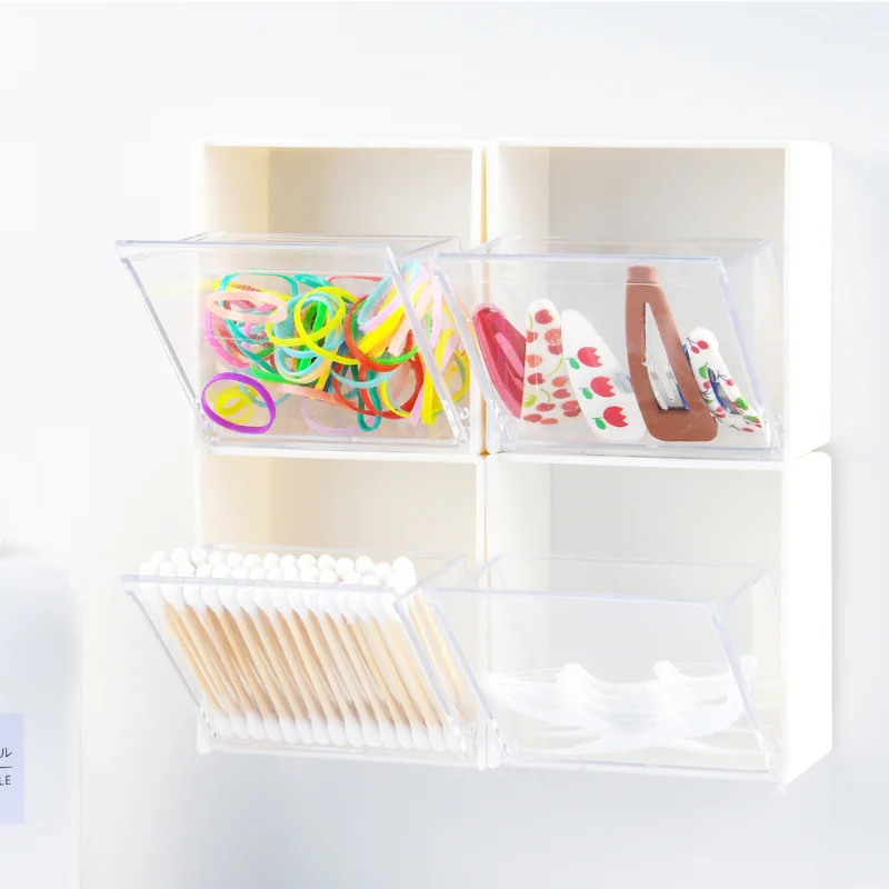 Bathroom Organizer Wall-mounted Storage Box for Cotton Pad Swabs Jewelry 4pc/lot cotton swab holder makeup organizer makeup storage box jewelry organizer jewelry box cosmetic storage box storage box