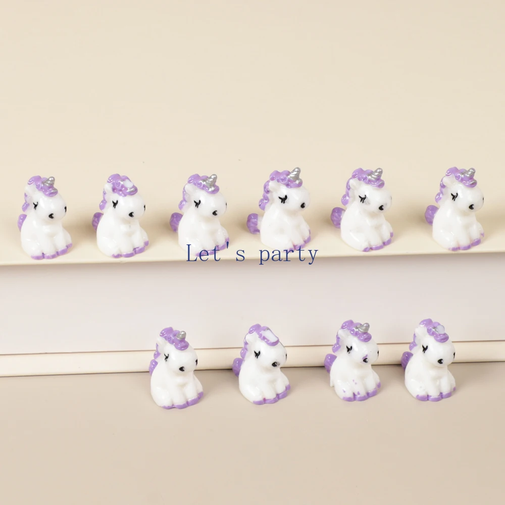 Set of 12 Colorful 3D Resin Unicorn Figurines for Miniature Terrariums and Garden Decor