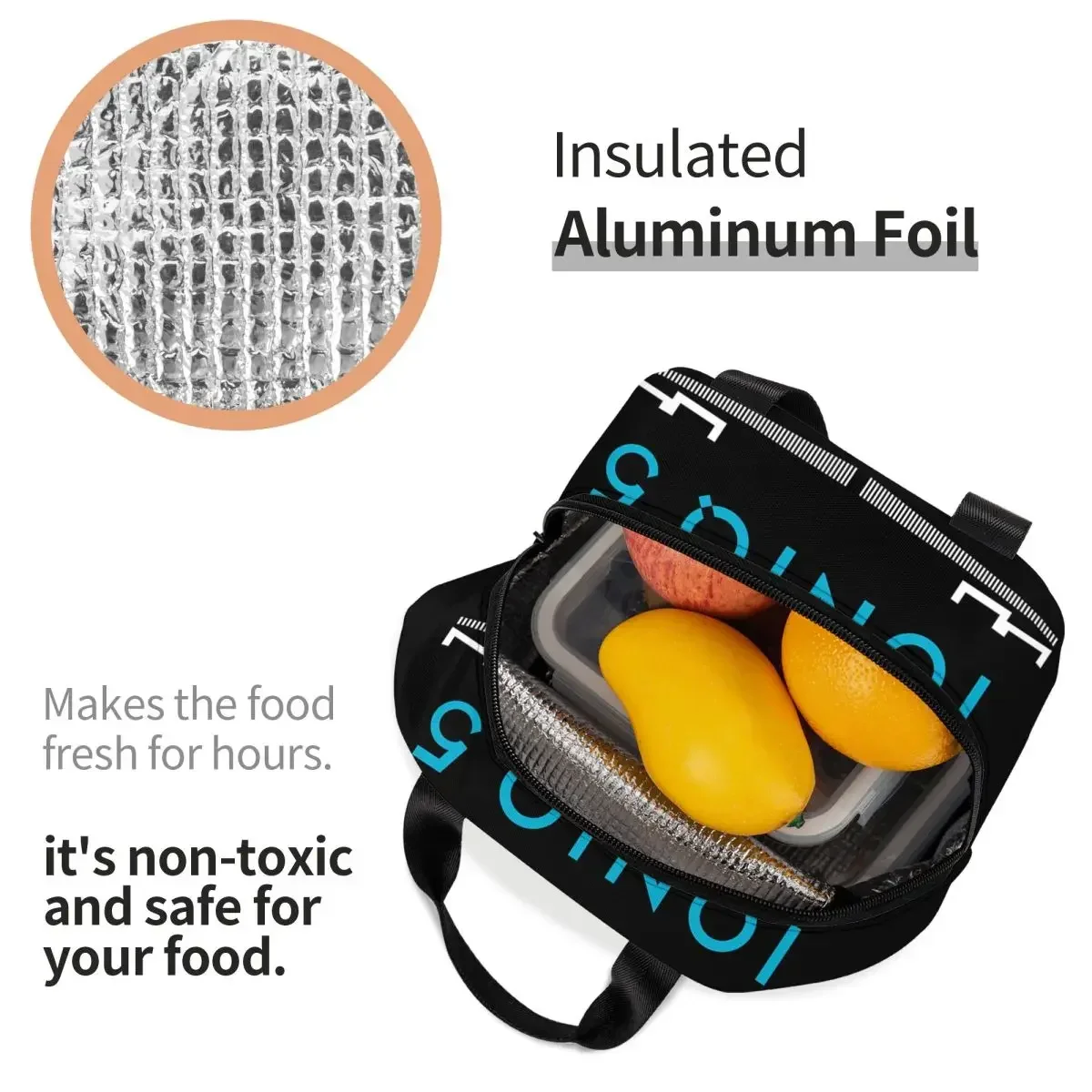 Ioniq 5 Iconic Front Grill And In Blue Insulated Lunch Bags Resuable Picnic Bags Lunch Tote for Woman Work Children School