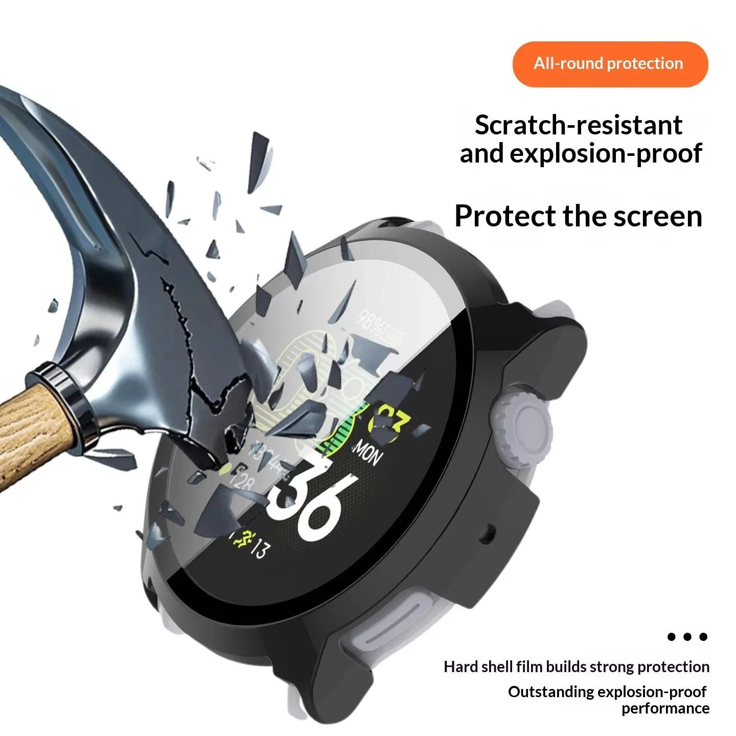 Enhanced Sport Watch Case with 9H Tempered Glass Protector