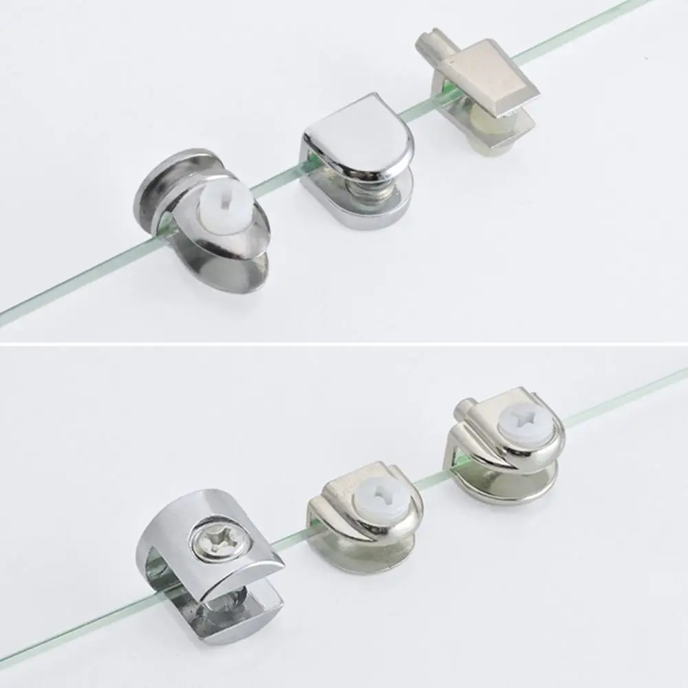 Description Picture 6 of item4pcs No Drilling Furniture Accessories Side Mounted Shelf Holder Glass Clamp Glass Plated Brackets Support Brackets Clamps