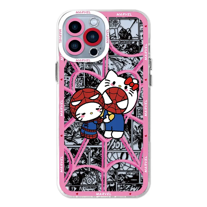 thumbnail image 1 of Marvel Cute Spidermans Hello Kitty Cover Case for Apple iPhone 11 7 6s 12 Mini 15 Plus SE 13 Pro Max XR 14 Pro 8 X XS, 1 of 5