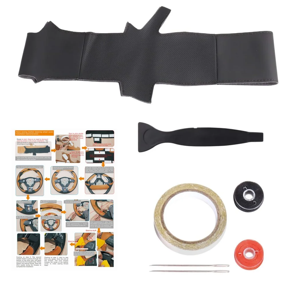 Maßgeschneiderte Auto-Lenkradabdeckung für Mazda MX-5 MX5 Miata NB 1998–2005 RX-7 1999–2002, Autozubehör, handgenähte Lenkfolie – Detail 5