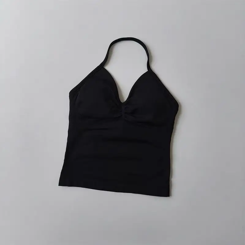 Sexy Halter Neck Beautiful Back High Waist Peach Sports Bras Shorts Suit Pilates Gathering Yoga Vest Training Fitness Bra Sets - Image 14