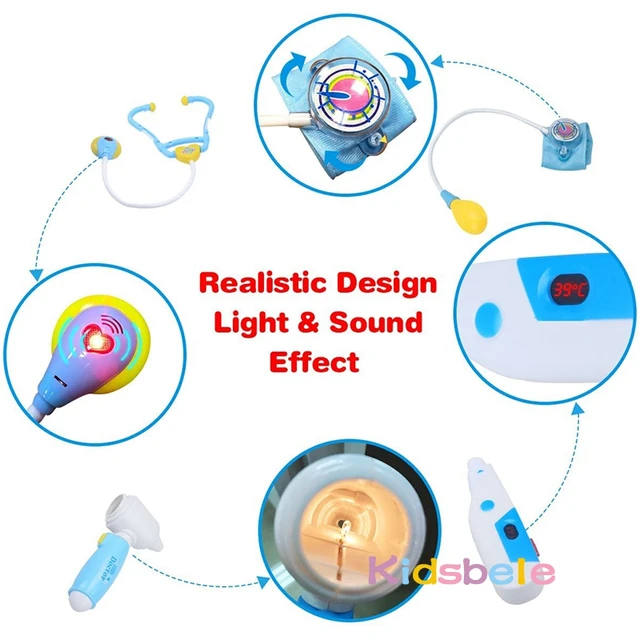 Medical Toy Kids Doctor Pretend Role Play Kit 44PCS Simulation Dentist Box Girls Educational Game Toys For Children Stethoscope 5