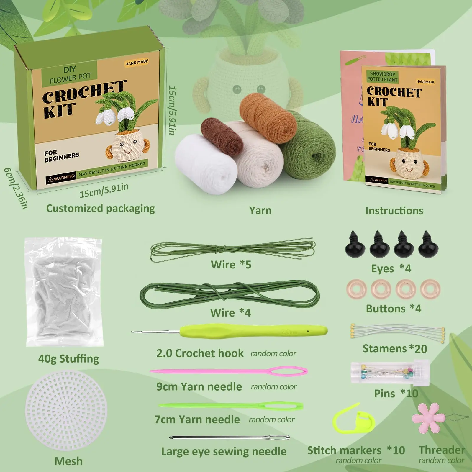 Crochet Kit Knitting Kit Fenrry Step-by-Step Video Tutorials Easy Crochet Beginner Adults Decoration DIY Craft crochet kit,knitting supplies,knitting craft supplies