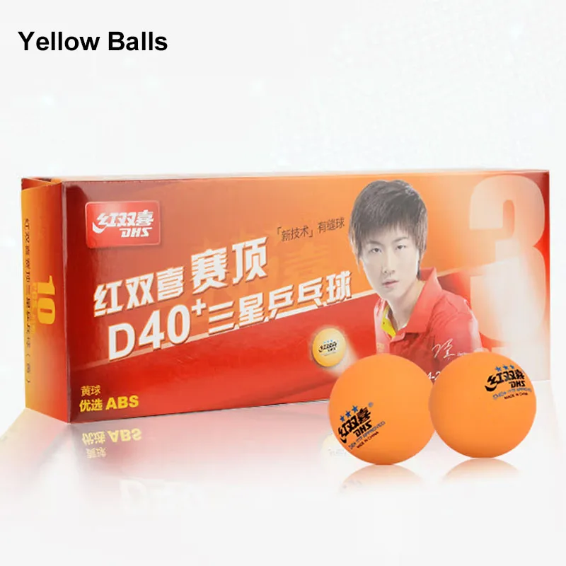 Dhs tischtennis bälle 3 sterne d40 + abs neues material 10 teile/paket original ping pong bälle mit naht ittf genehmigt