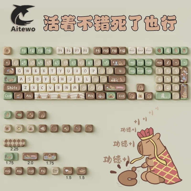 

Cartoon Keycaps 127 Keys MOA Profile PBT Square KeyCap Dye Sublimation Mechanical Keyboard Key Cap Keyboards Accessorie