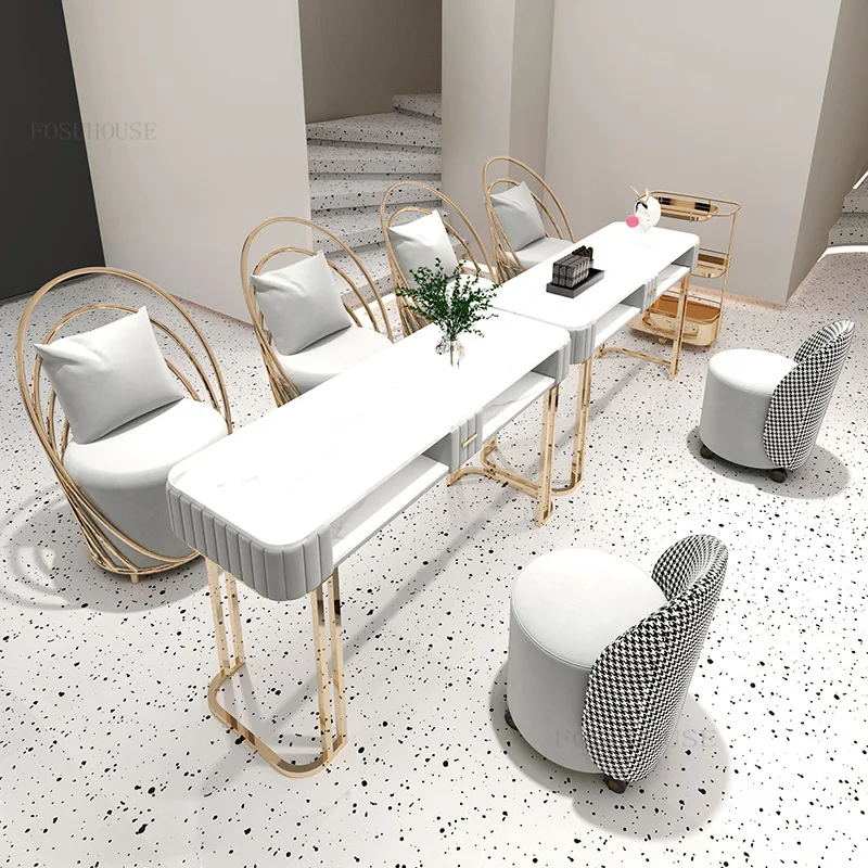 Nordic Light Luxury Nail Tables Chair Set Modern Simple Double-layer Manicure Tables Single Double Professional Manicure Table
