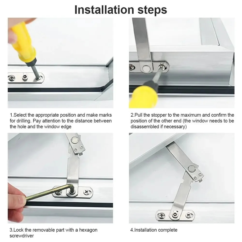 Description Picture 6 of itemWindow Hook Latches Adjustable Suspended Window Strut Limiter Hotel Office Building High Rise Children's Safety Lock Protector