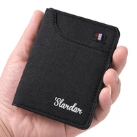 Japanese wallet vertical canvas small wallet for male college students, simple and thin mini compact wallet, trendy denim brand