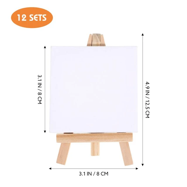 12 Sets Mini Painting Canvas with Easels Blank Canvas Boards with Stands  Oil Artwork Supplies - AliExpress