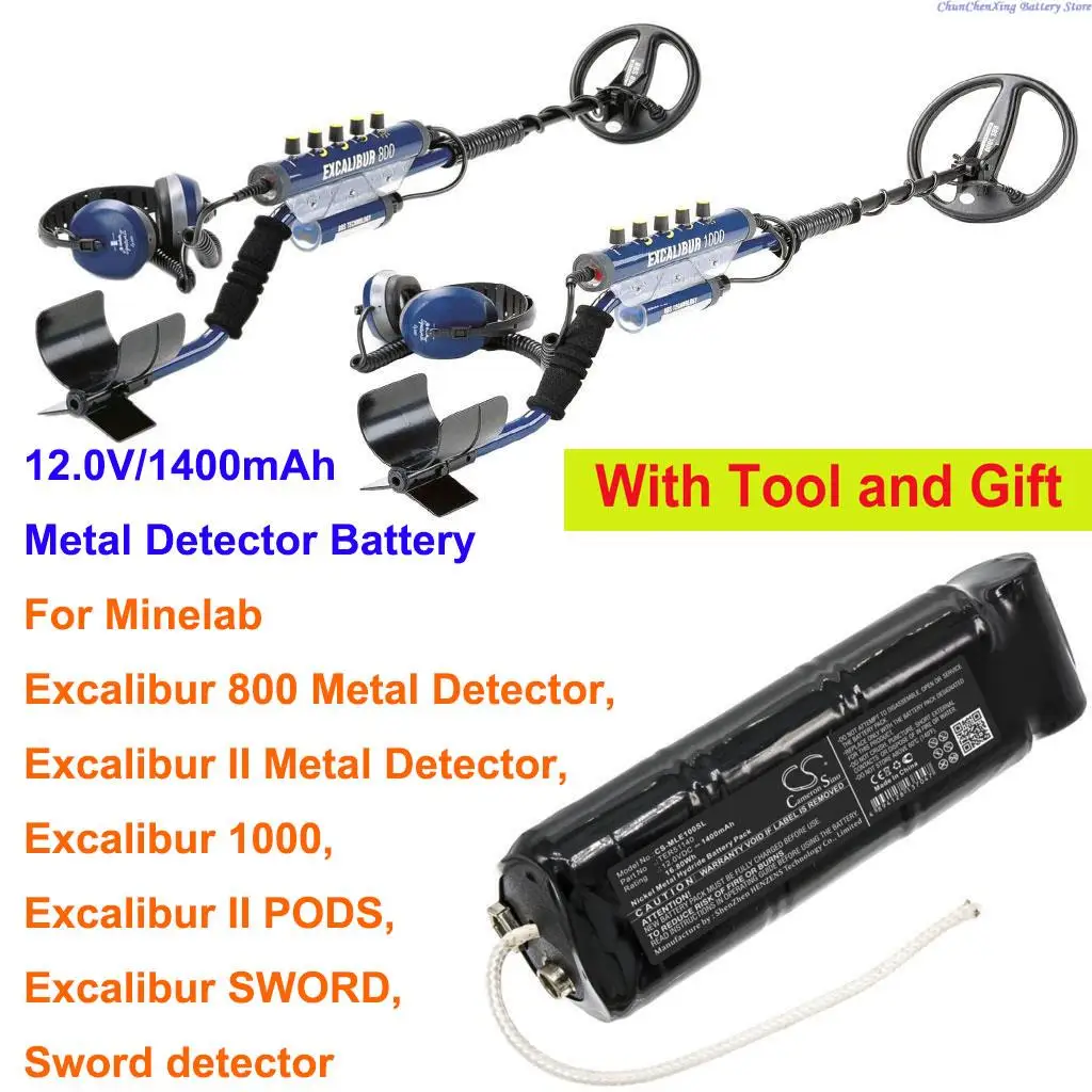Cameron Sino 1400Mah Batteria Per Minelab Excalibur 1000, Excalibur 800 Metal Detector, Excalibur Ii Baccelli, Excalibur Spada