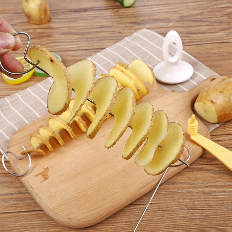 6pcs/set Stainless Steel Plastic Rotate Potato Slicer Twisted Potato Spiral Slice Cutter Creative Vegetable Tool Kitchen Gadgets 2