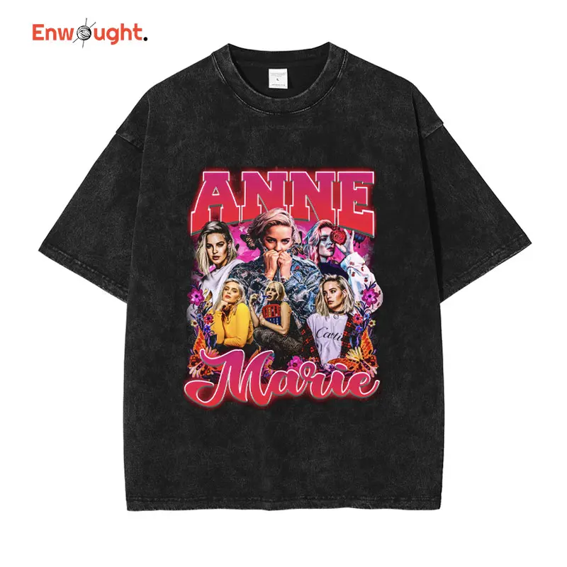 

Anne Marie T Shirt Harajuku Female Singer Stars Rose Nicholson Vintage Washed Tops Tees Hip Hop Short Sleeve Oversized T-shirt