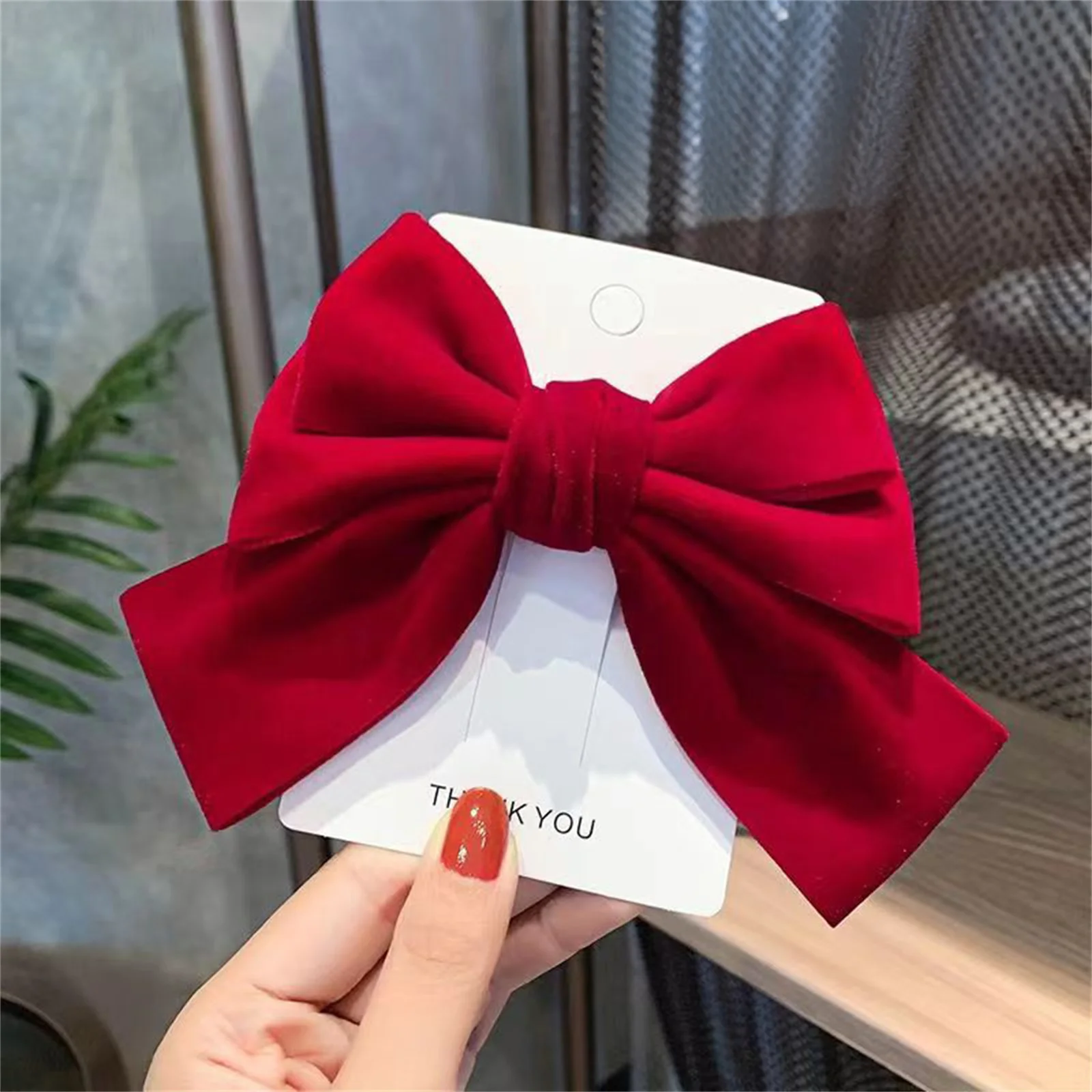 1 Stück rote Schleife Haarspange für chinesisches Neujahr, Weihnachten, Haarspangen, Haarschmuck, Geschenke für Frauen und Mädchen, Weihnachtsbaumschmuck – Detail 4