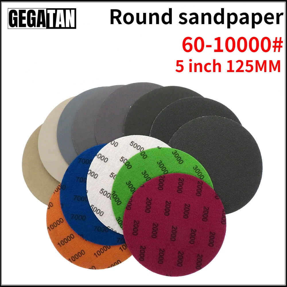 5inchSandpaper125mm6010000GritRoundShapeSandingDiscsHook