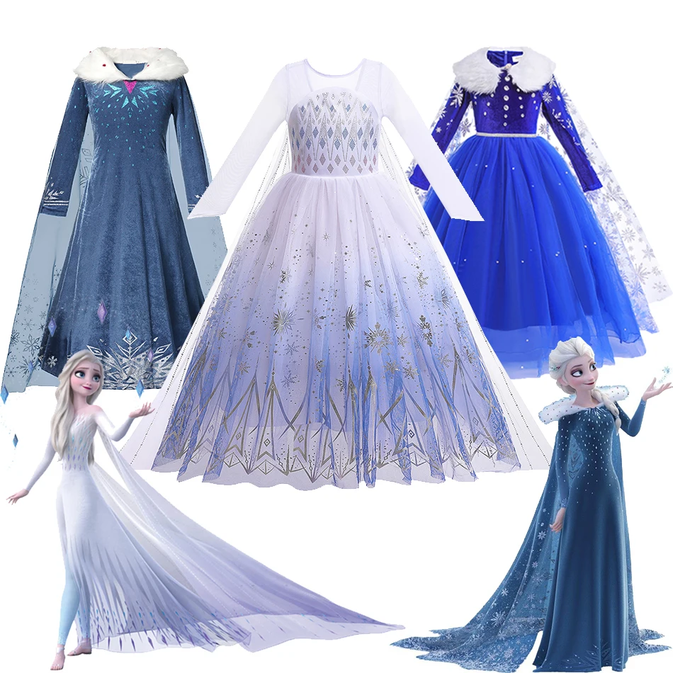 

Frozen 2 Elsa Costume for Girls White Sequined Mesh Ball Gown Carnival Clothing Kids Halloween Cosplay Snow Queen Princess Dress