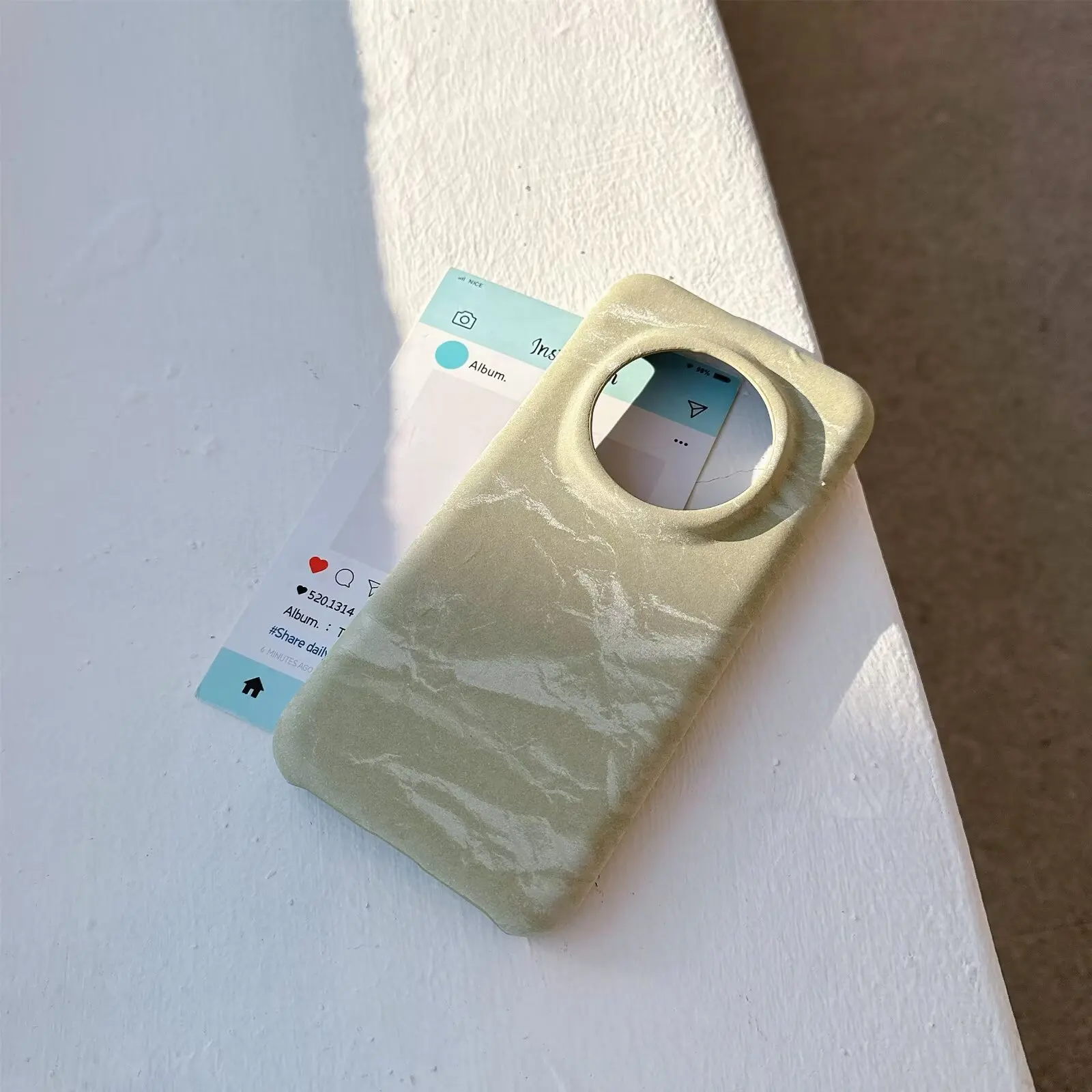 Luxury Suede Leather Phone Case with Marble Pattern