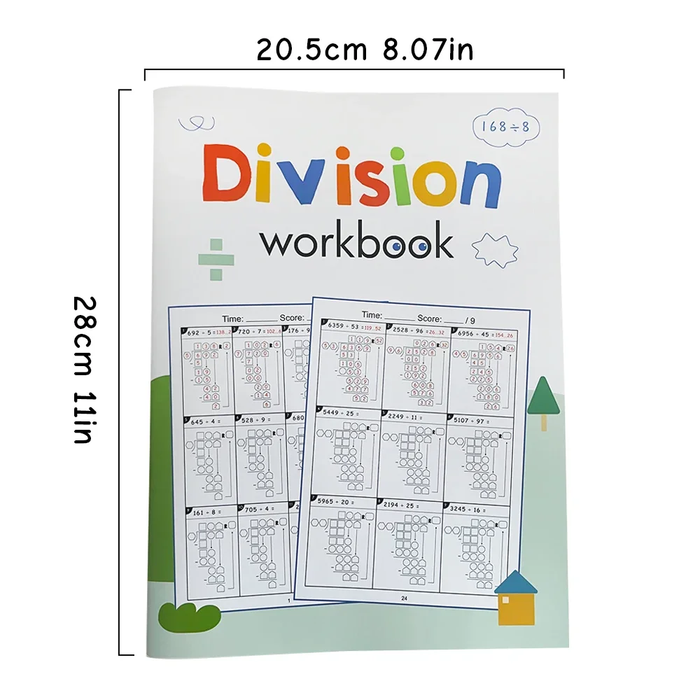 32 Pages Long Division Workbook Math Worksheet Grade 4-6 Daily Timed Math Drills Practice Workbook for Primary School 2