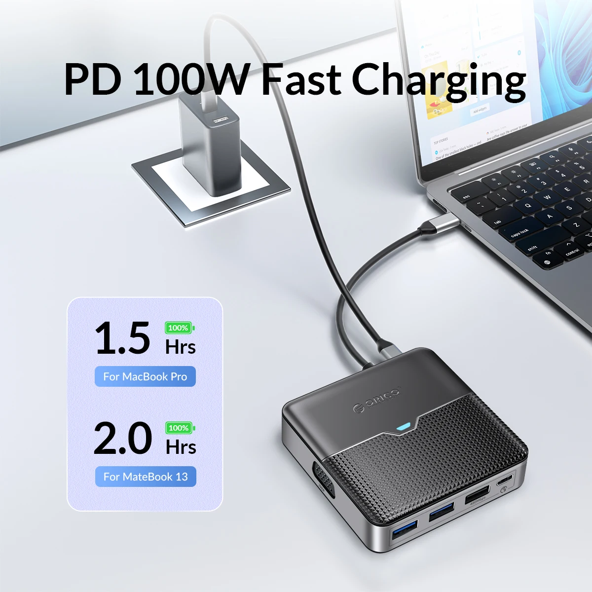 HUB 4K60Hz Adaptador RJ45 PD compatível com
