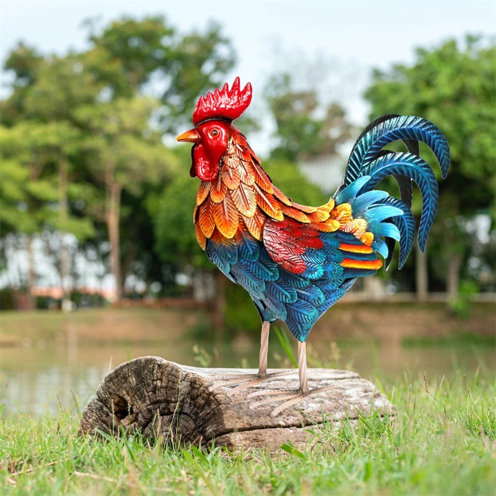 Statua Gallo In Metallo Per Giardino – Decorazione Esterna Shorayn SY16365A