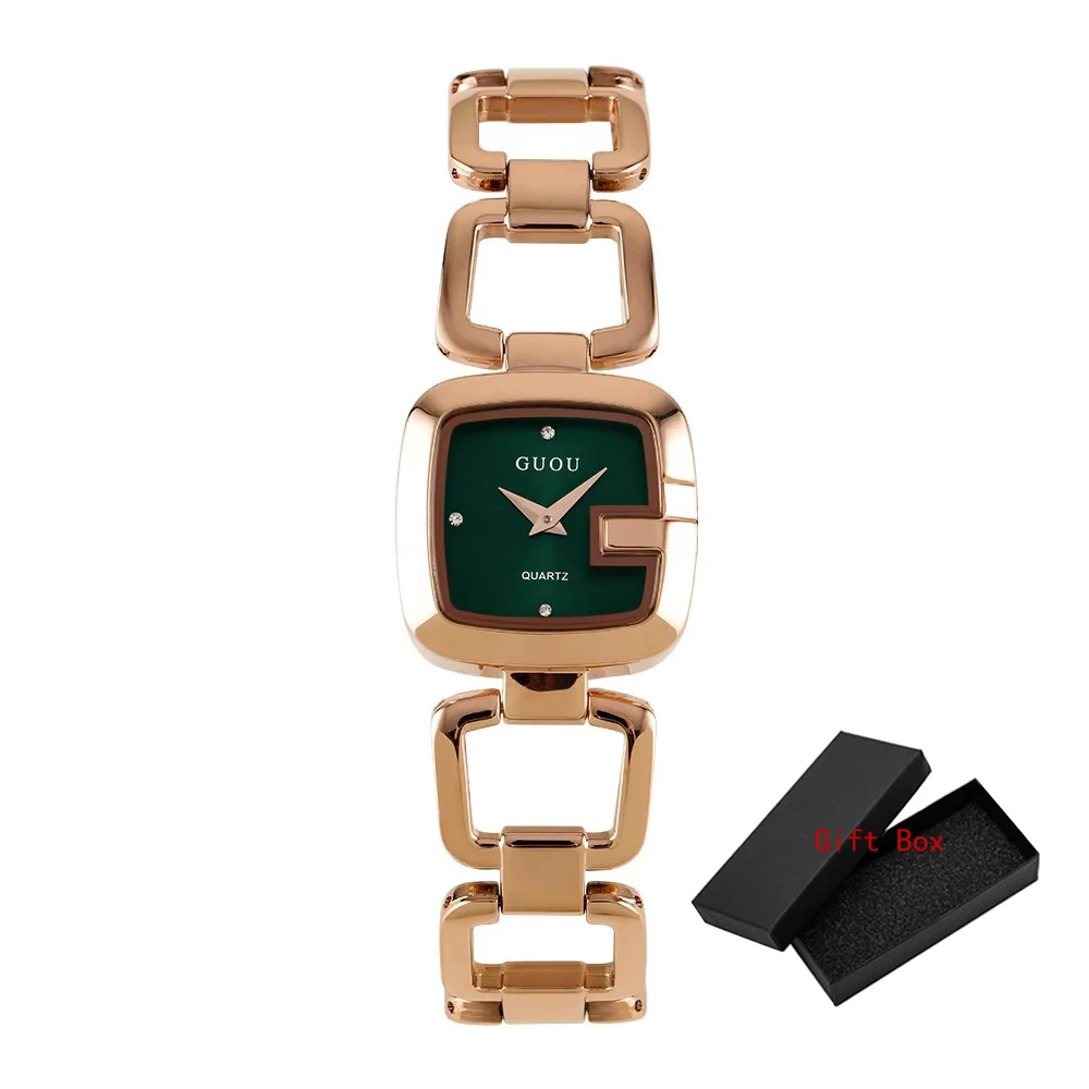 موضة 2023 Guou ساعة مربعة صغيرة مربعة سوار فولاذي...