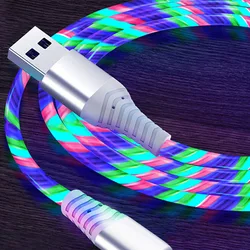 Luminous USB Fast Charging LED Cable - 5A Micro Type C - 2 m iPhone 6 - 14 (Colorful)